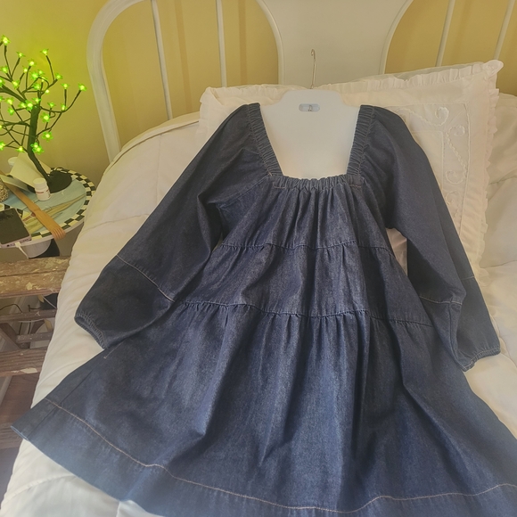 Free People Dark Blue Denim Lou Jean Mini Dress - Picture 6 of 9
